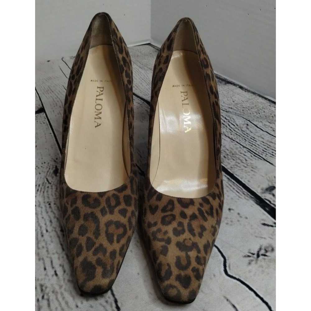 Paloma Vero Cuato Animal Print Suede Heels 8B - image 2