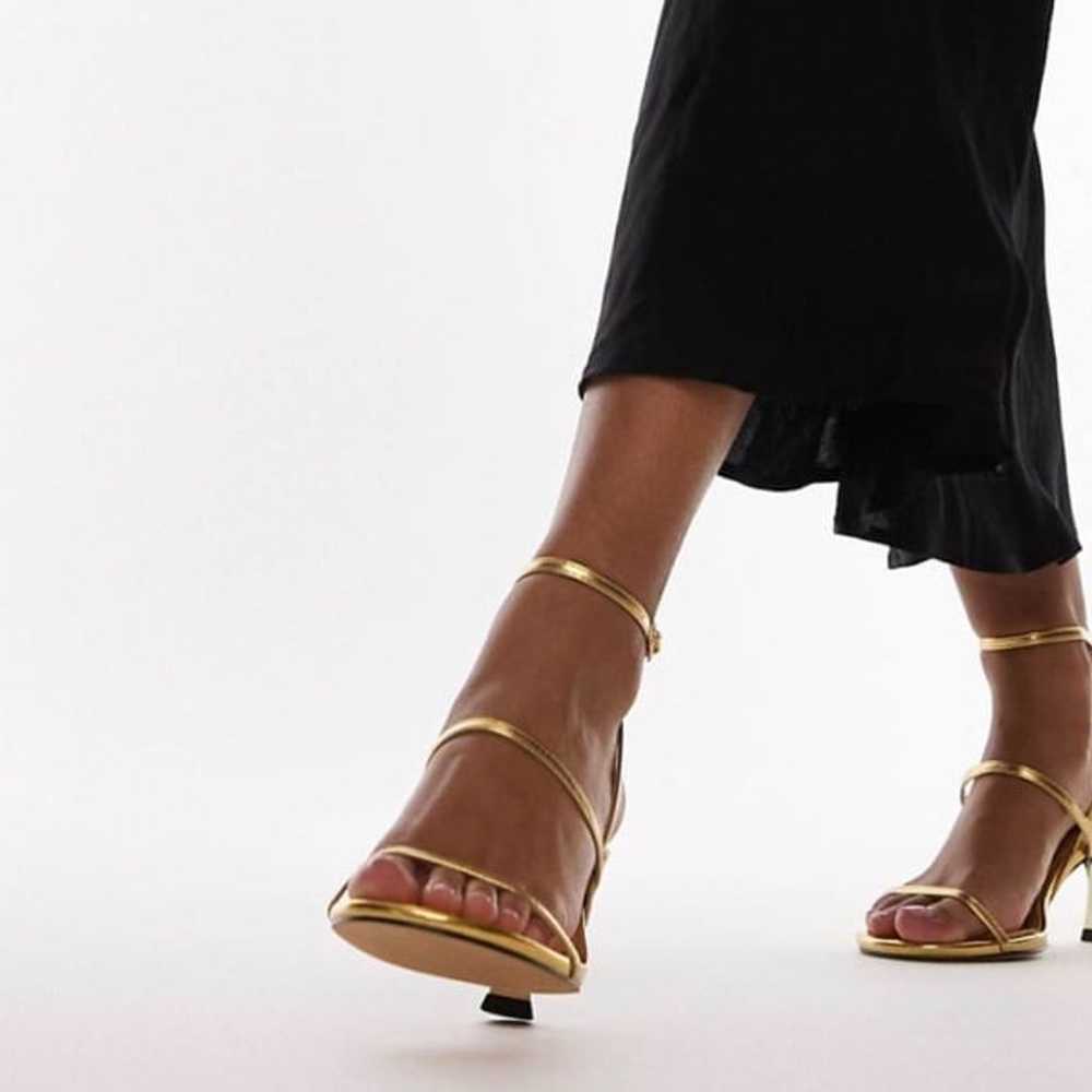 topshop minimal strappy gold heels - image 1