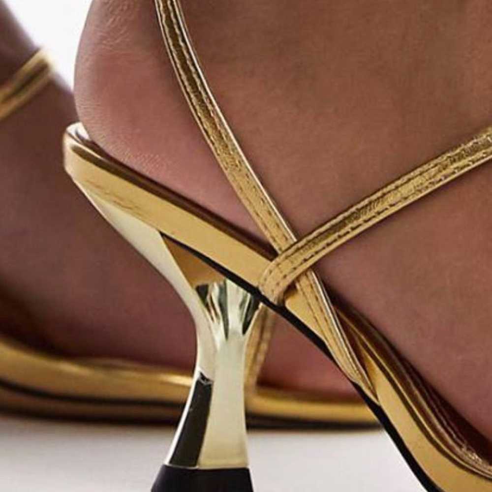 topshop minimal strappy gold heels - image 3