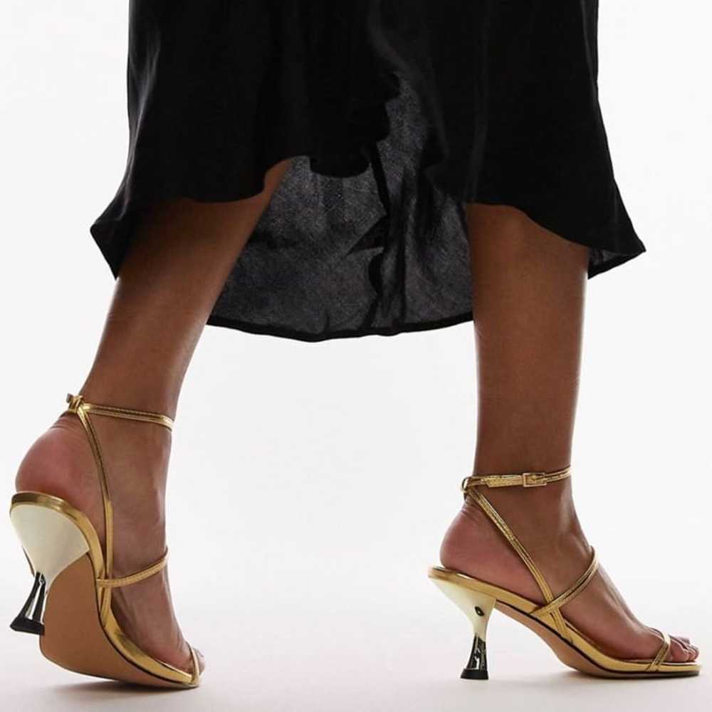 topshop minimal strappy gold heels - image 4