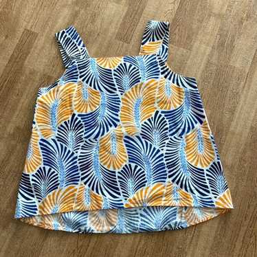 Zara Basic Retro Vintage Style Blue, Orange Palm/… - image 1