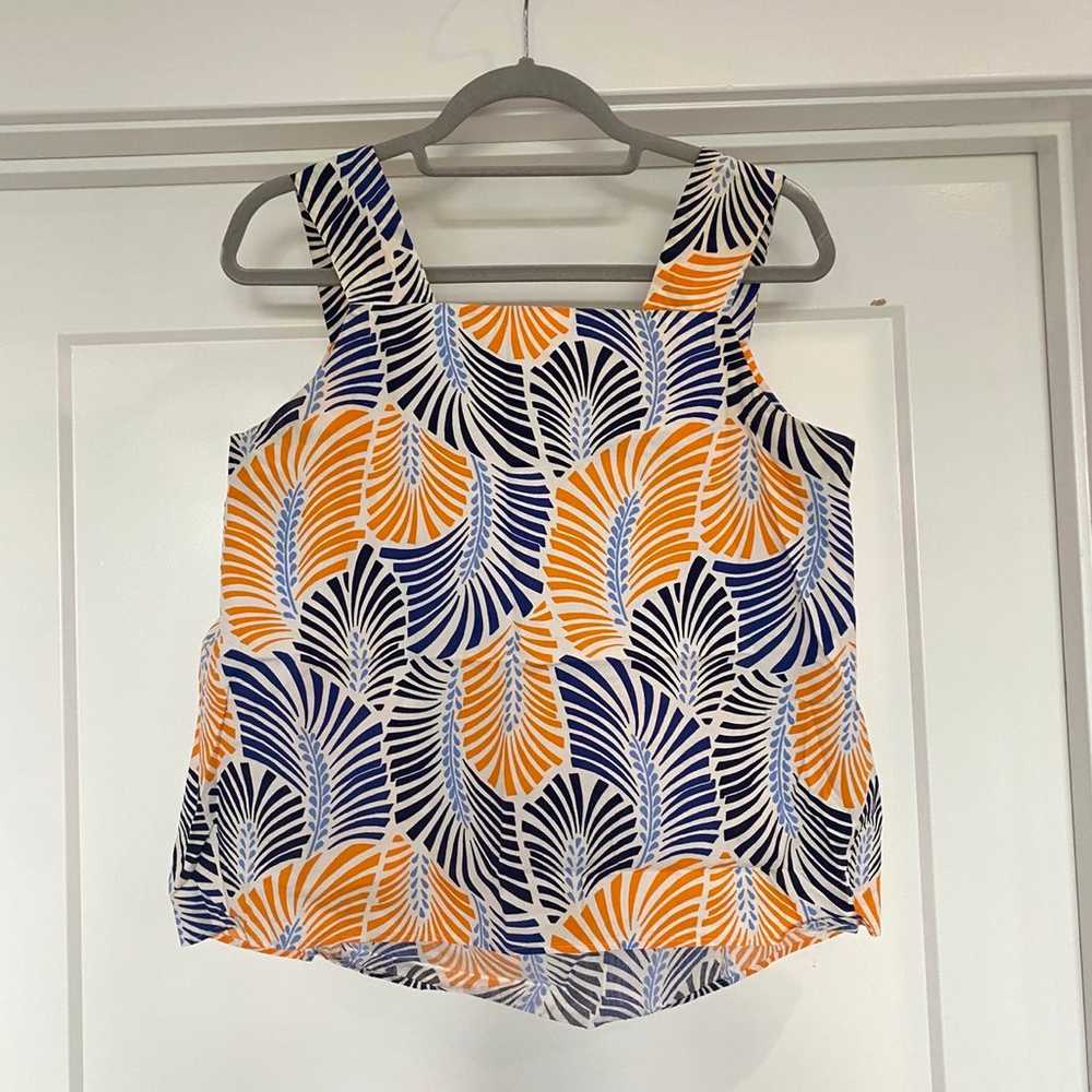 Zara Basic Retro Vintage Style Blue, Orange Palm/… - image 2