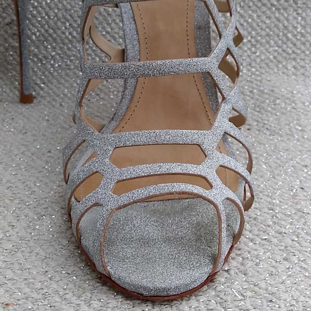 Schutz Juliana Silver Glitter Caged Heels 8B - image 4