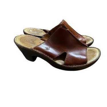 Born brown slide on wedge heel sandals