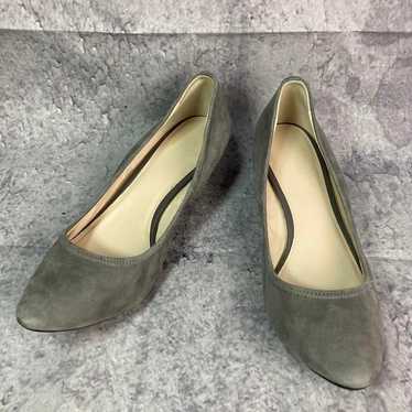 Cole Haan pumps, suede, chunky heel, gray - image 1