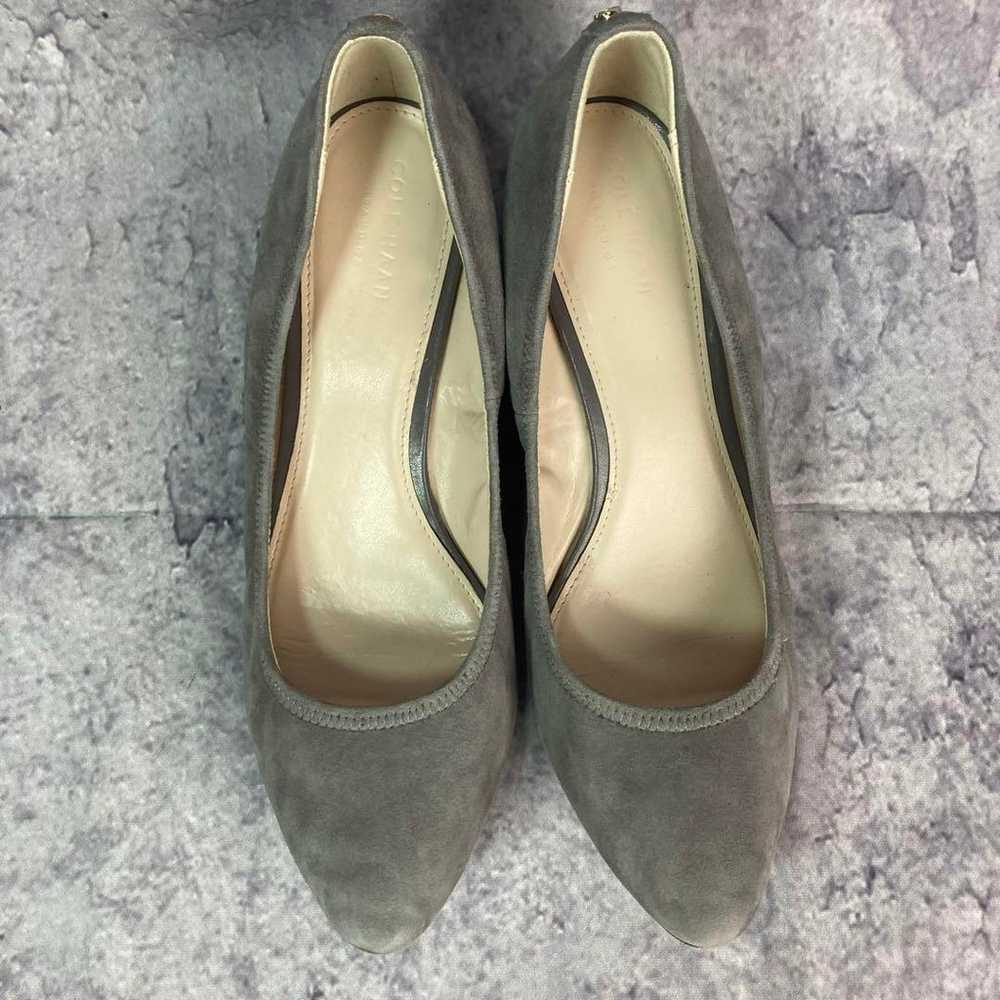 Cole Haan pumps, suede, chunky heel, gray - image 2