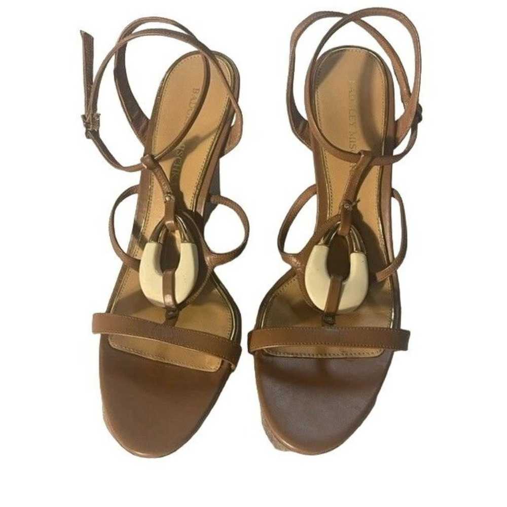 Badgley Mischka Amelia NEW Tan Leather Open Toe W… - image 1