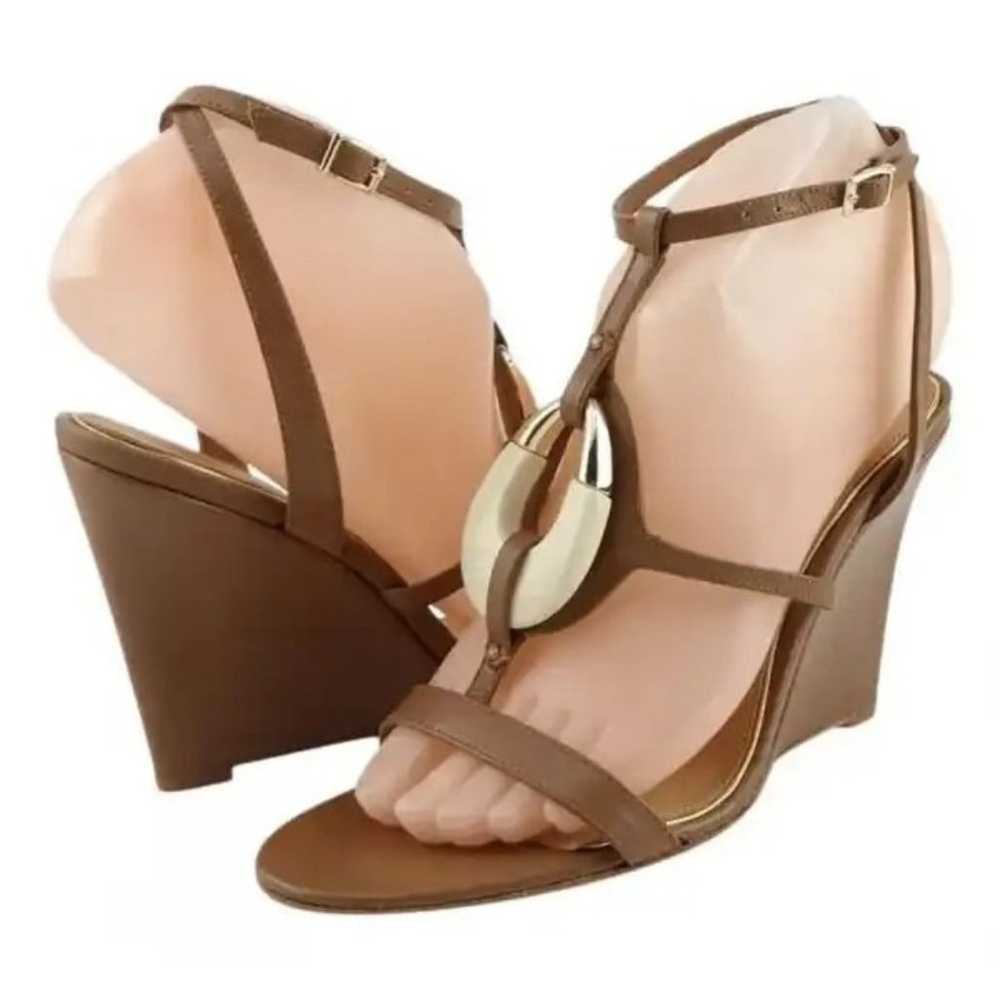 Badgley Mischka Amelia NEW Tan Leather Open Toe W… - image 2