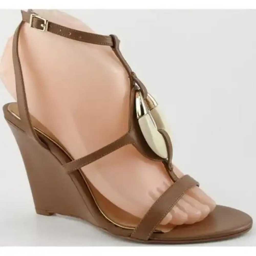 Badgley Mischka Amelia NEW Tan Leather Open Toe W… - image 3