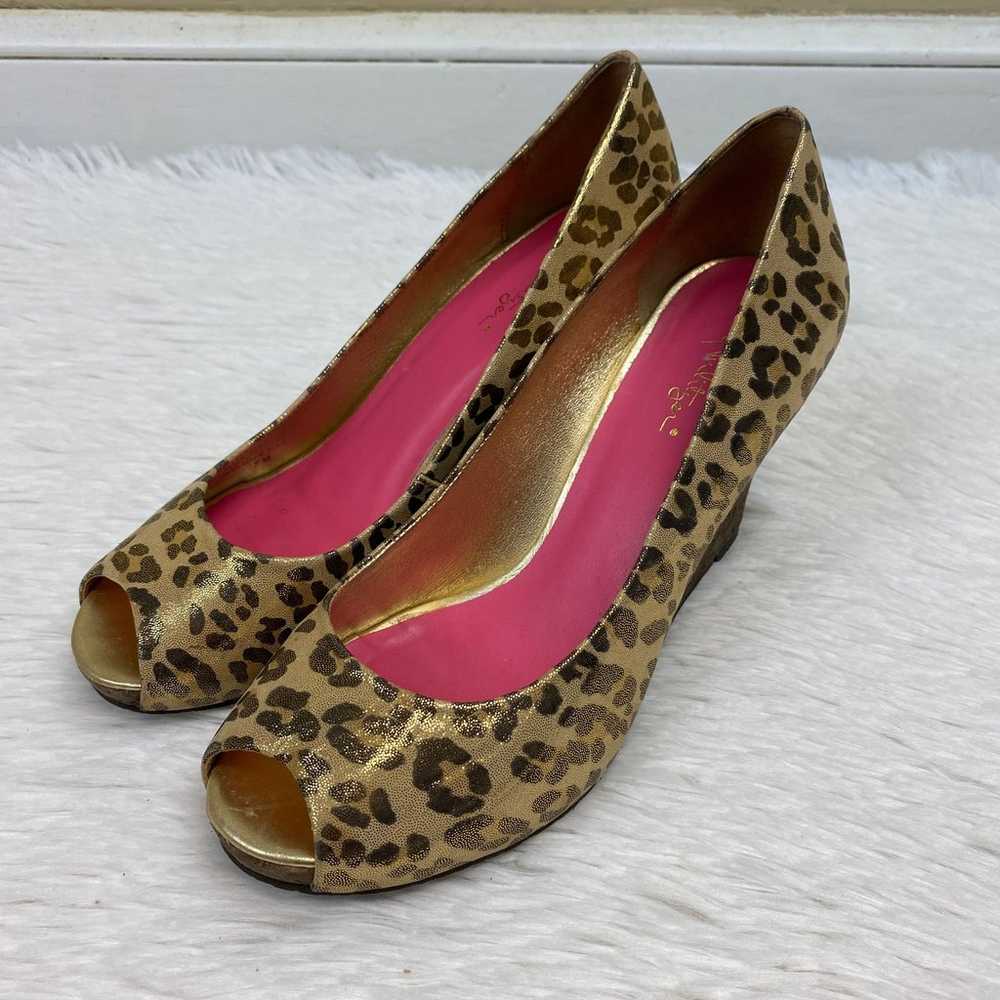 Lilly Pulitzer Gold Resort Leopard Print Peep Toe… - image 4