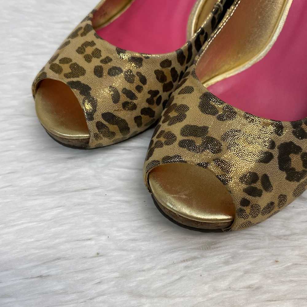 Lilly Pulitzer Gold Resort Leopard Print Peep Toe… - image 9