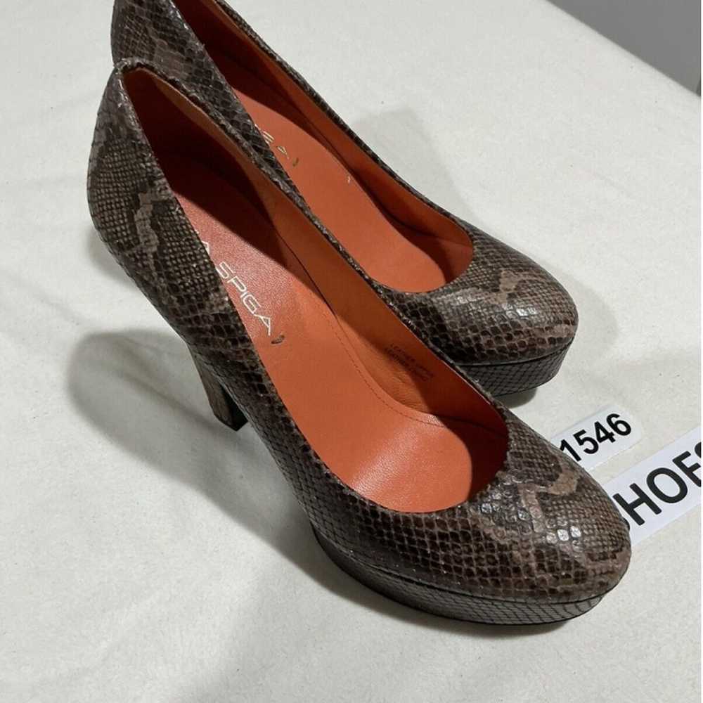 Woman’s Via Spiga Brown Snakeskin Platform Heels … - image 2