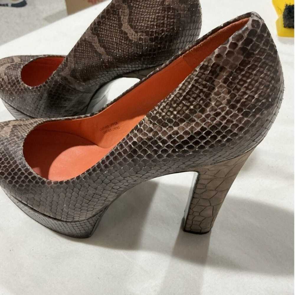 Woman’s Via Spiga Brown Snakeskin Platform Heels … - image 3