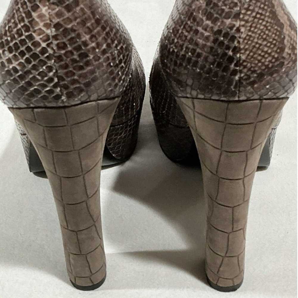 Woman’s Via Spiga Brown Snakeskin Platform Heels … - image 5