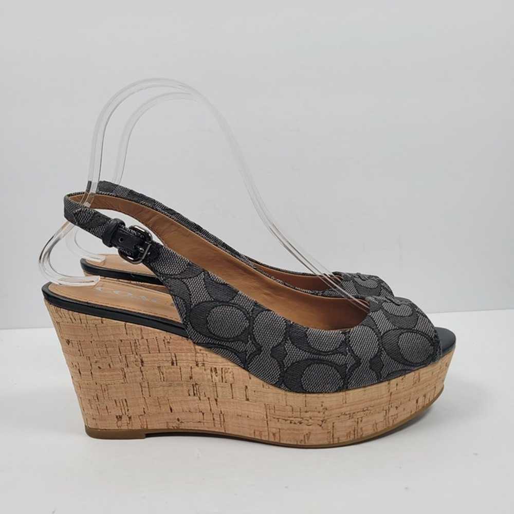 Coach Jacquard Calf Cork Women's Black-Smoke Wedg… - image 1