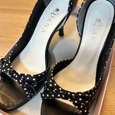 Diana Open-Toe Pumps 24.5 Cross Mousse Cloth Dot