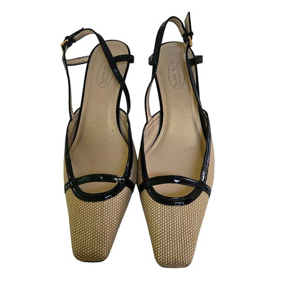 Talbots Neutral Woven Square Toe Sling Back Kitte… - image 3