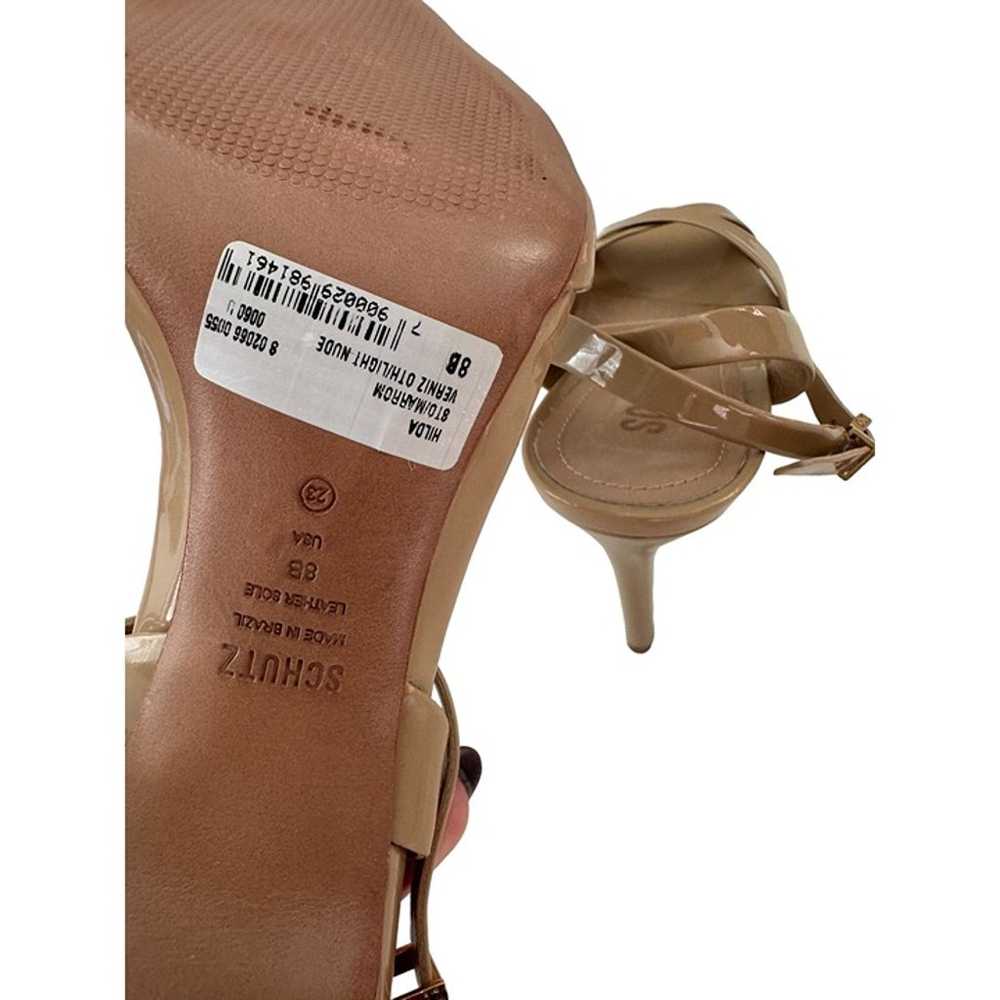 SCHUTZ Hilda Nude Tan Patent Leather Ankle Strap … - image 6