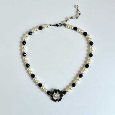 Brand Vintage Nolan Miller Pearl And Onyx Choker … - image 1