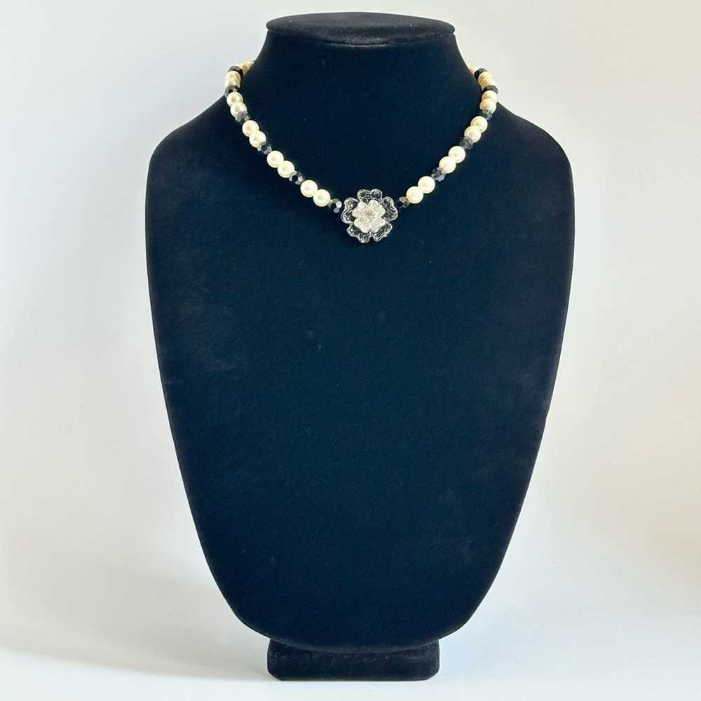 Brand Vintage Nolan Miller Pearl And Onyx Choker … - image 3