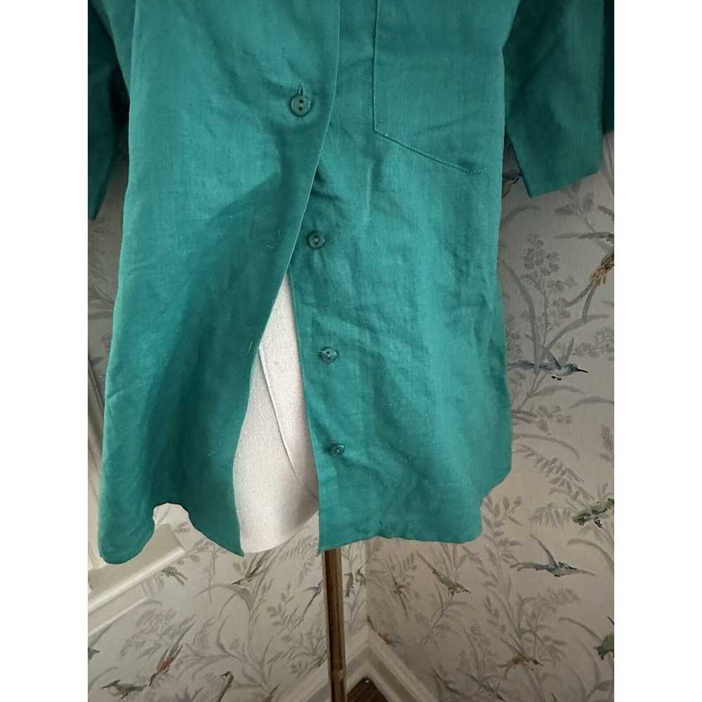 Vintage Talbots Linen Blend Shirt Green Short Sle… - image 7