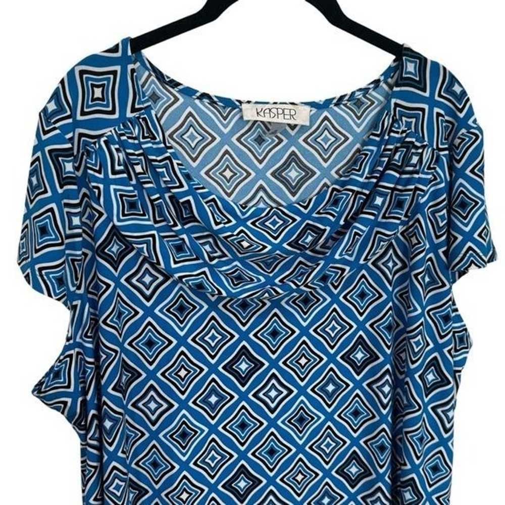 Vintage Kasper Blue and Black Geometric Print Car… - image 2