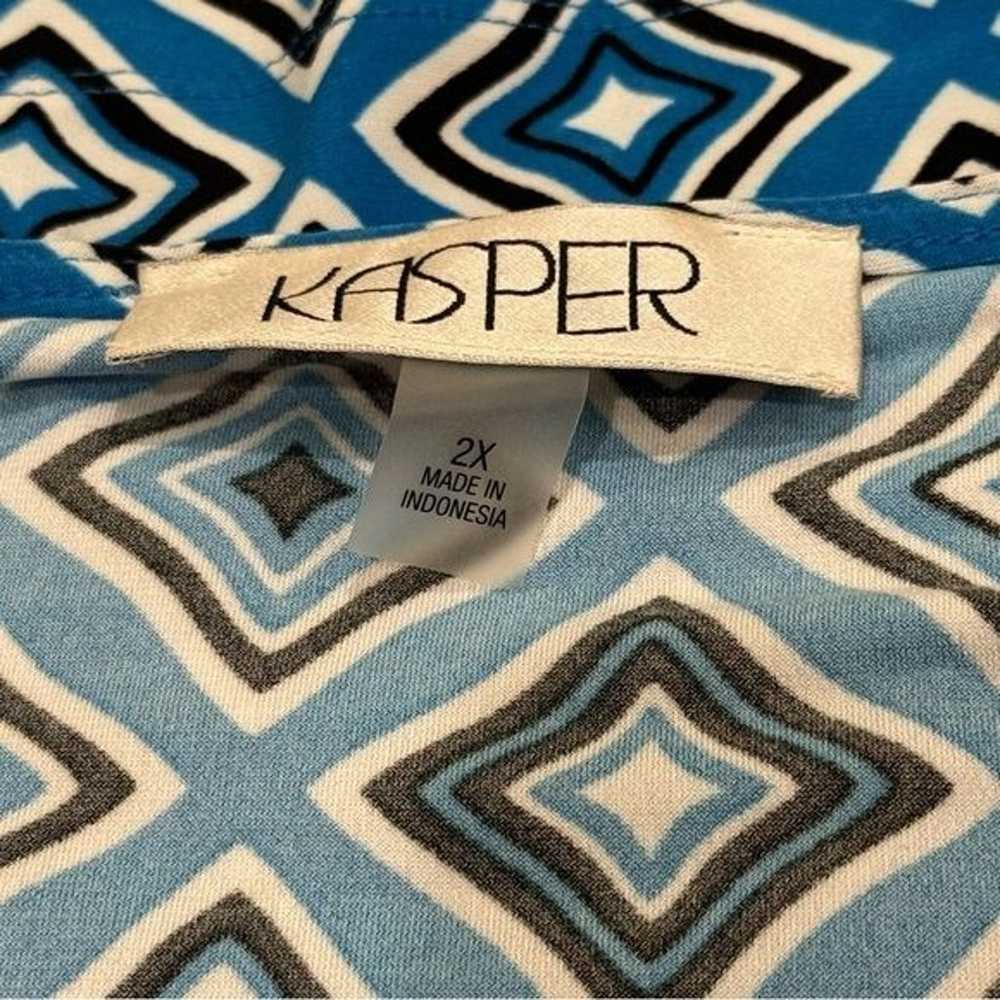 Vintage Kasper Blue and Black Geometric Print Car… - image 7