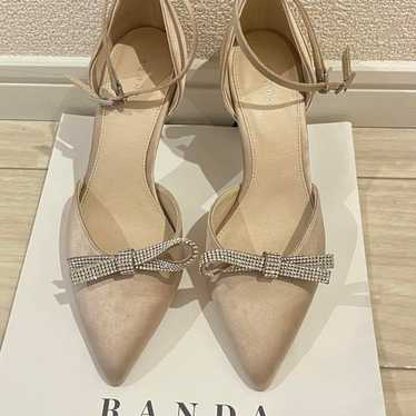 RANDA Beige Satin Pumps with Ribbon, Size S. - image 1