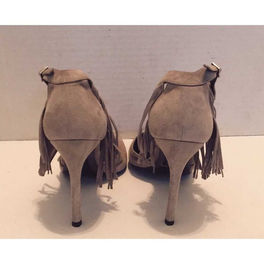 Stuart Weitzman Beige SUEDE FRINGY Ankle Strap 6.… - image 7