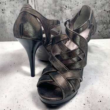 New Coach Pewter Aenya Caged Strappy Pumps High Pl