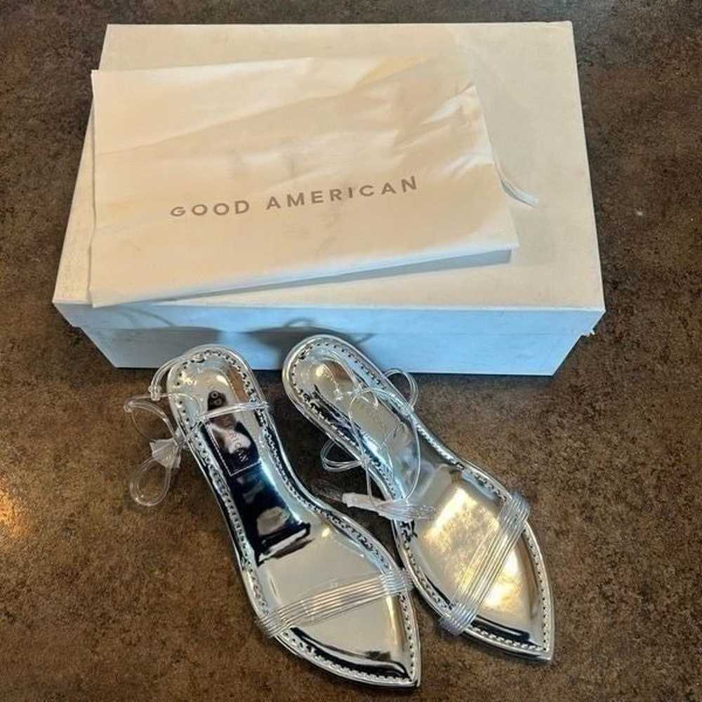 NWT Size 9.5 Good American Wedge Silver Glass Hee… - image 1