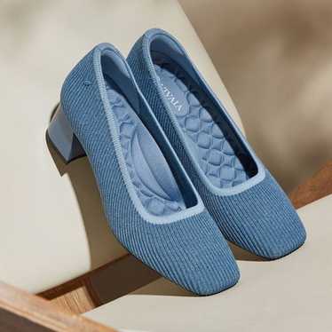 Vivaia Melody Pro Denim Blue Square-Toe Chunky Hee