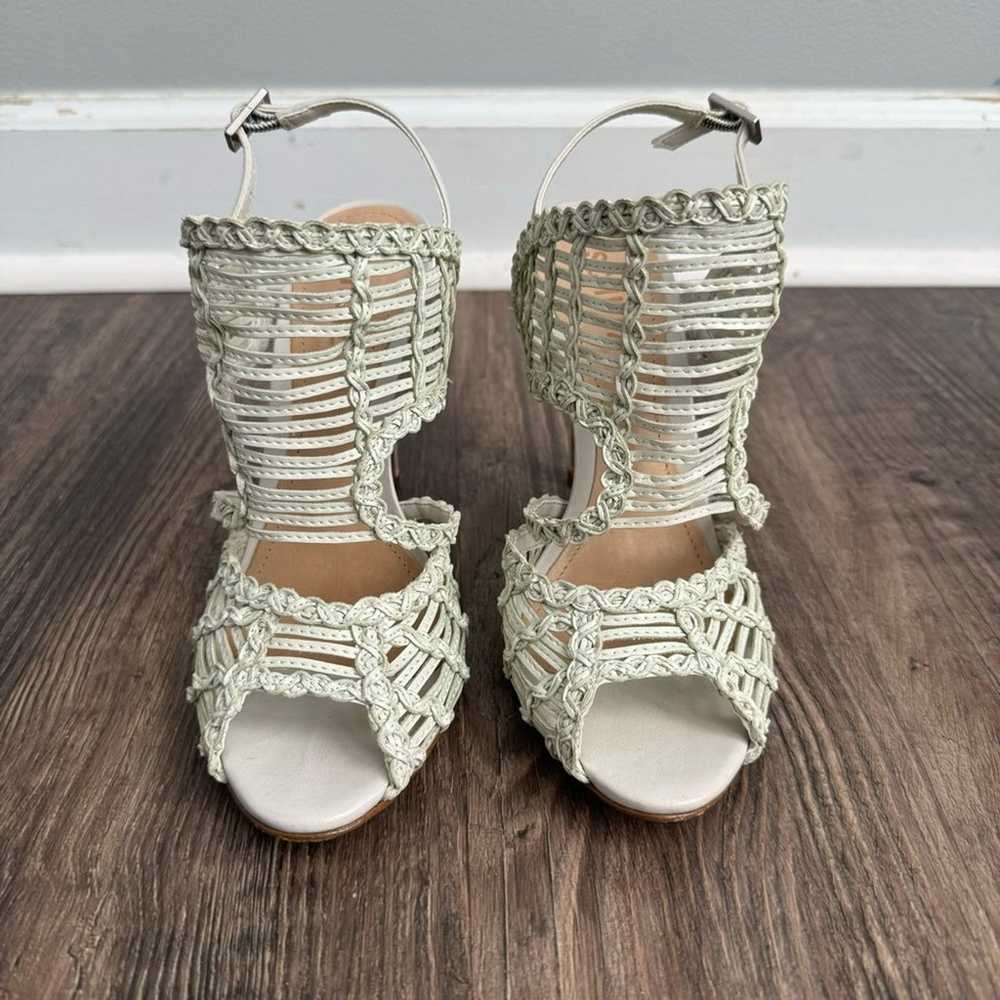 SCHUTZ Lattice Woven Peep-Toe Heels - image 6