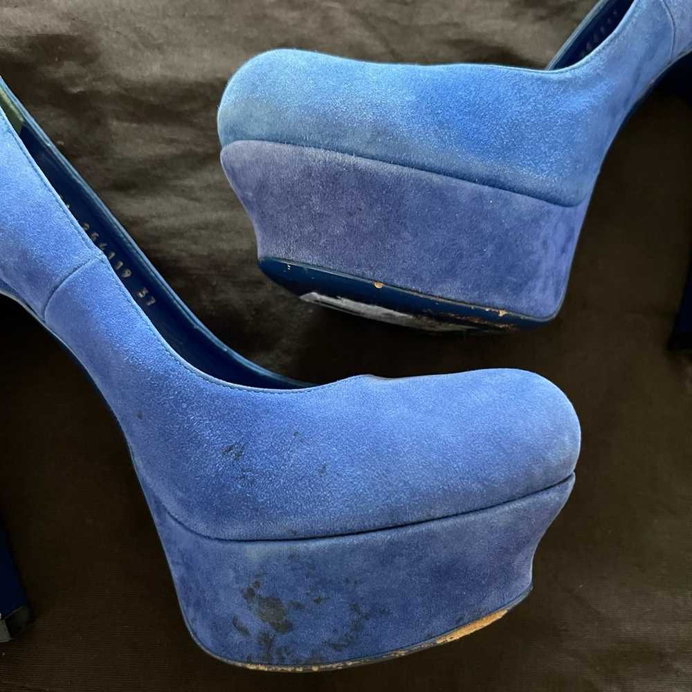 Yves Saint Laurent Blue Suede Palais Platform Pee… - image 10