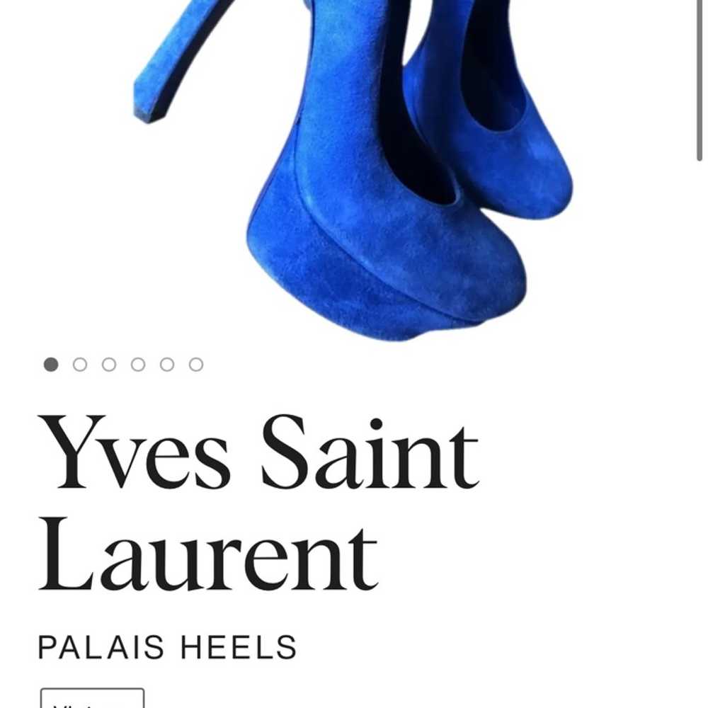 Yves Saint Laurent Blue Suede Palais Platform Pee… - image 11