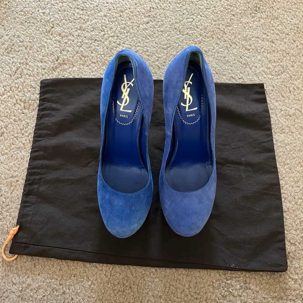 Yves Saint Laurent Blue Suede Palais Platform Pee… - image 4