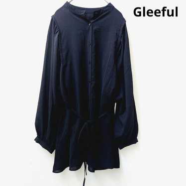 Gleeful Volume Sleeve Shirt Blouse L Black Band C… - image 1