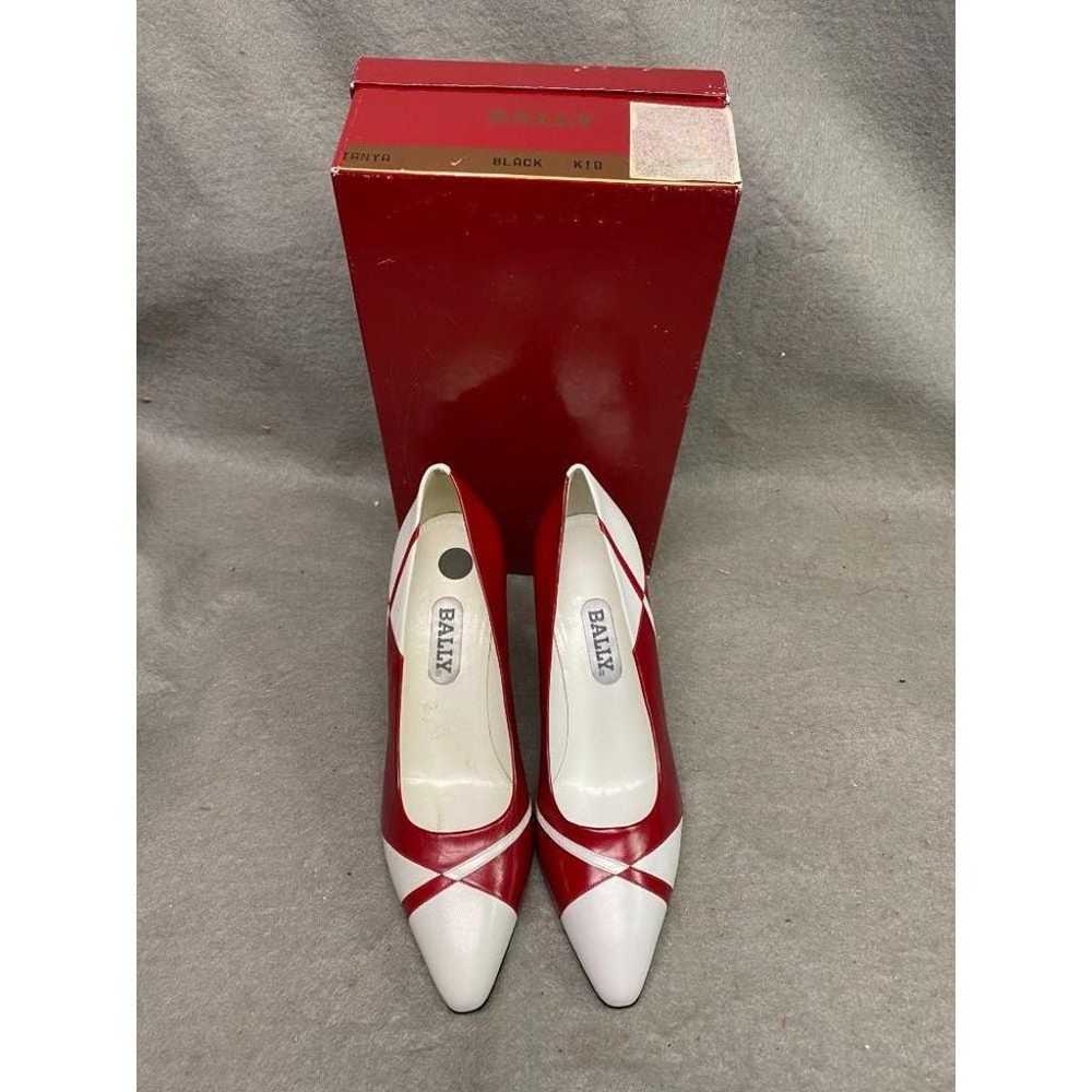 BALLY WOMEN'S WHITE & RED 3 INCH PUMP HEEL SHOES … - image 1