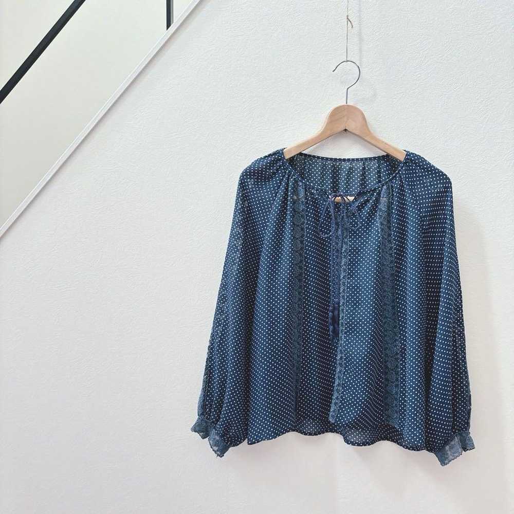 clune / sheer / sheer shirt / blouse / polka dots… - image 1