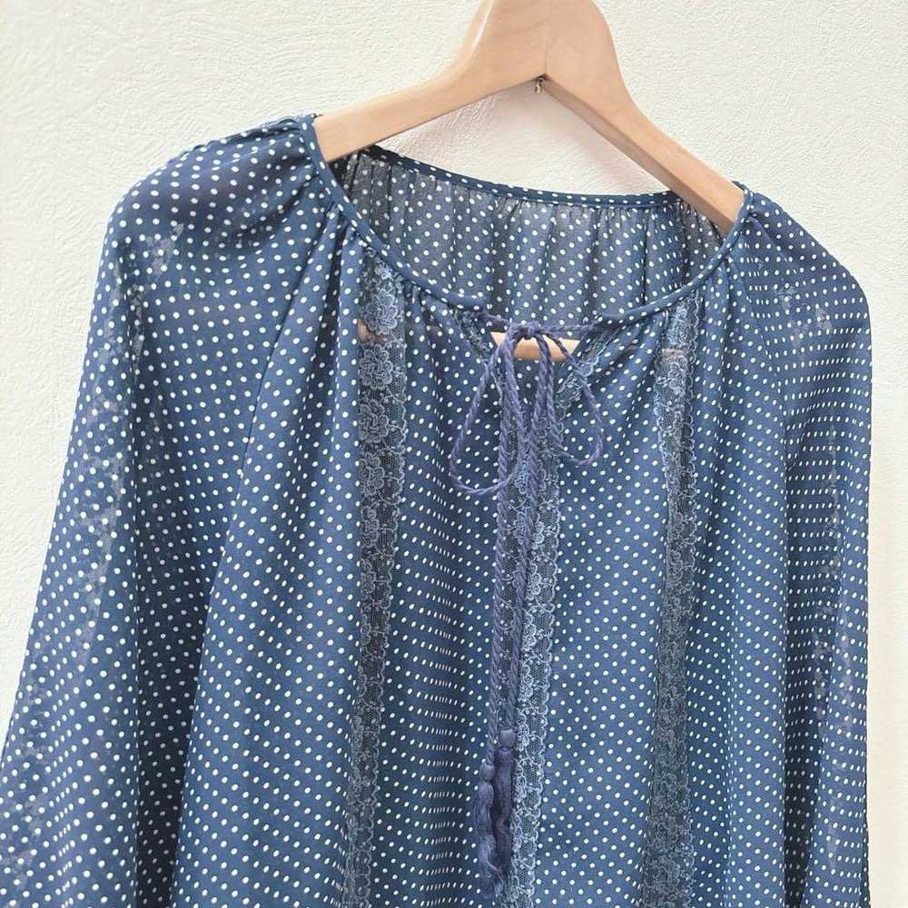 clune / sheer / sheer shirt / blouse / polka dots… - image 5