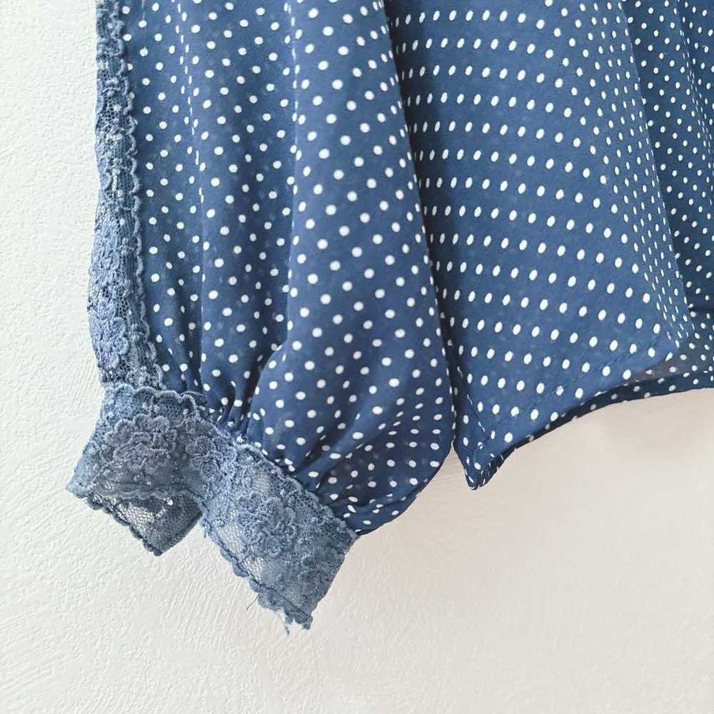 clune / sheer / sheer shirt / blouse / polka dots… - image 7