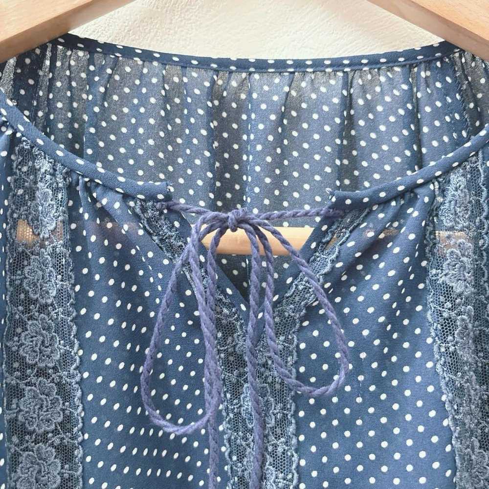 clune / sheer / sheer shirt / blouse / polka dots… - image 8