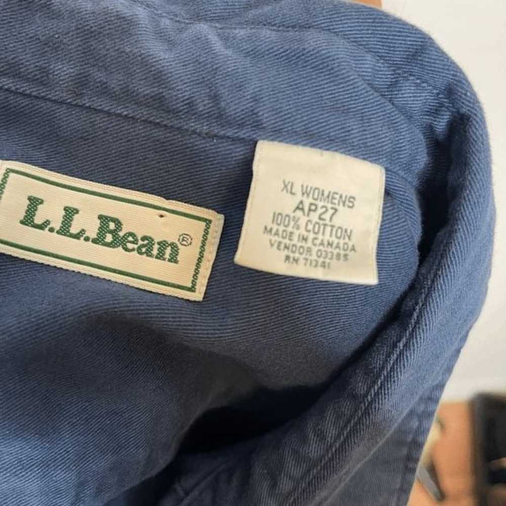 Vintage L.L Bean Dark Blue Women's Long Sleeve Fl… - image 7