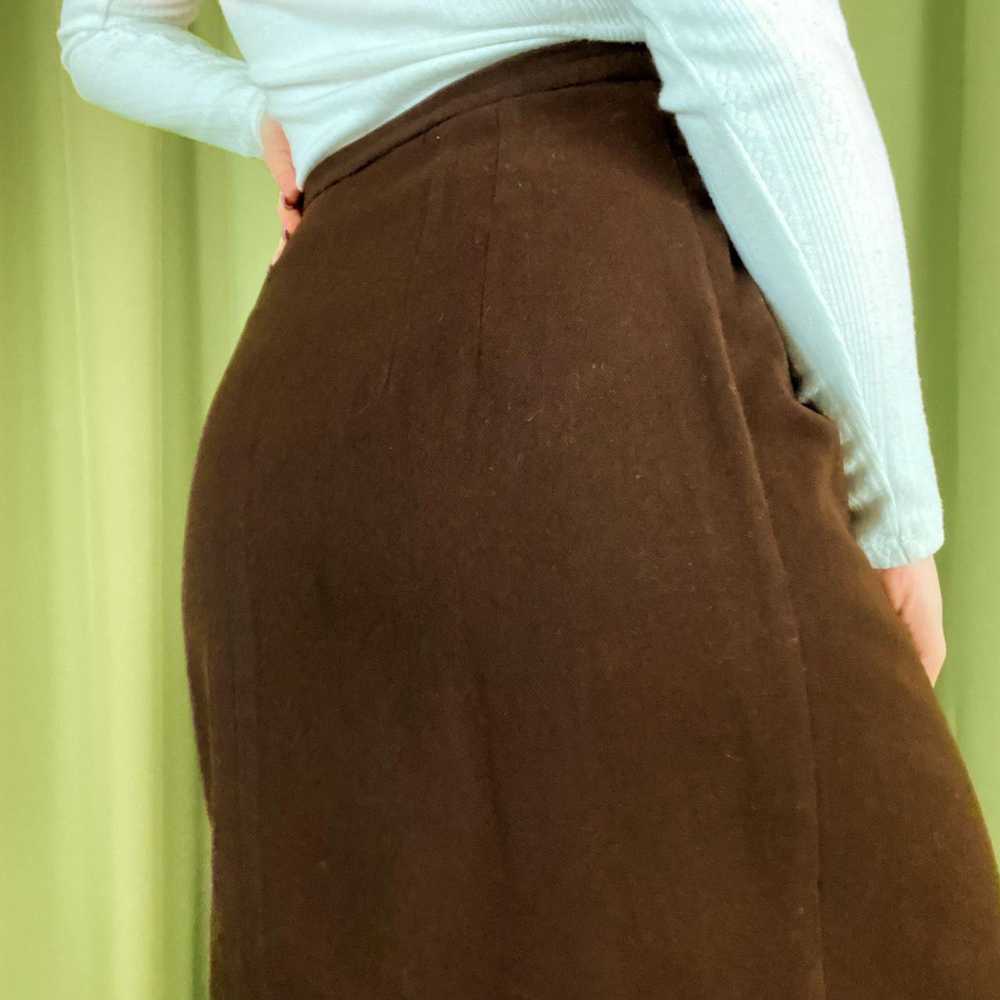 Vintage 60s Vintage Chocolate Brown Straight Midi… - image 2