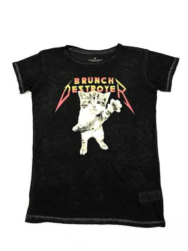 American Eagle Outfitters Brunch Destroyer Cat Tee