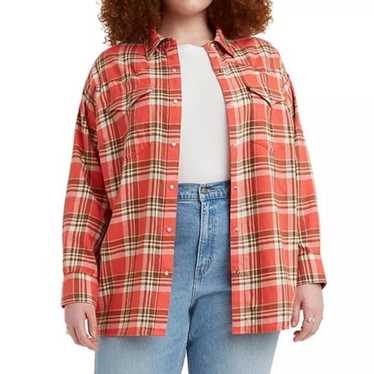 Levi's Pearl Snap Relaxed Western Shirt plaid flan