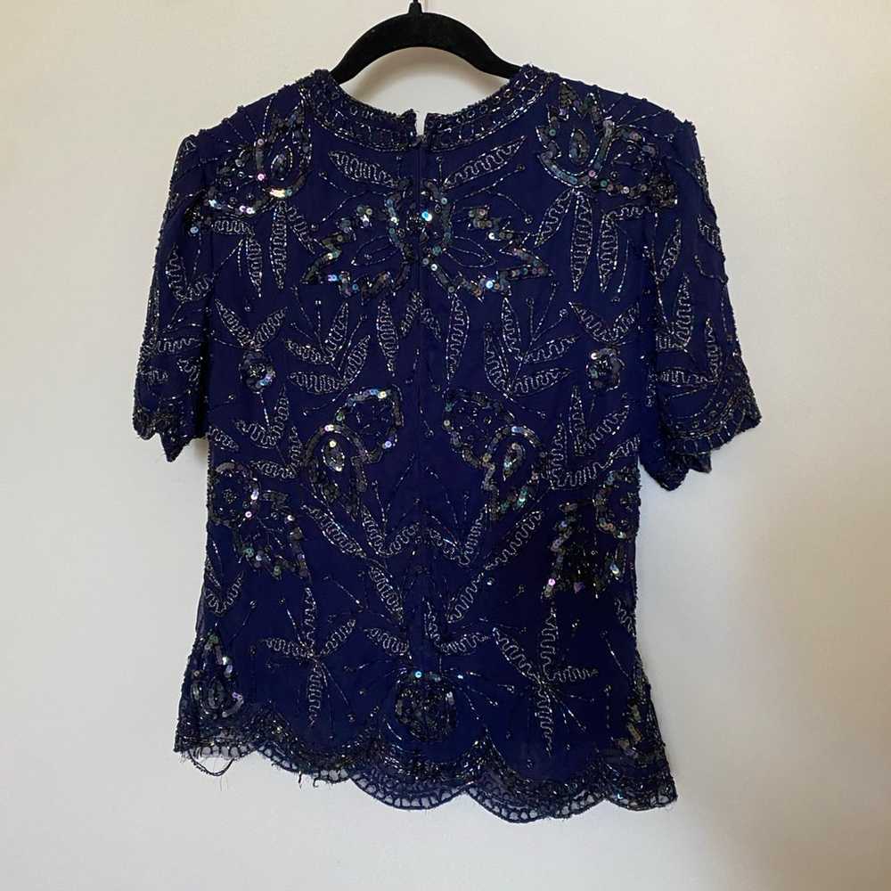 Women’s Vintage 1980’s Beaded Short Sleeve Blouse… - image 1