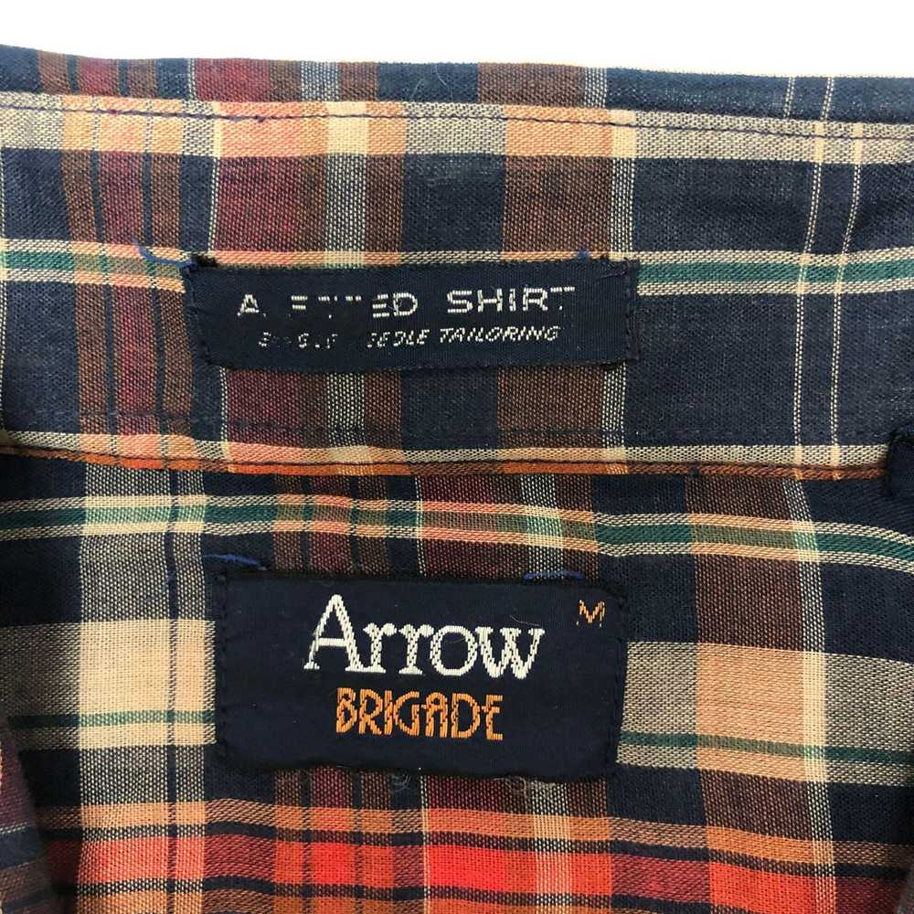 Arrow Vtg Arrow ULTRA THIN Blue Red Plaid Check R… - image 5