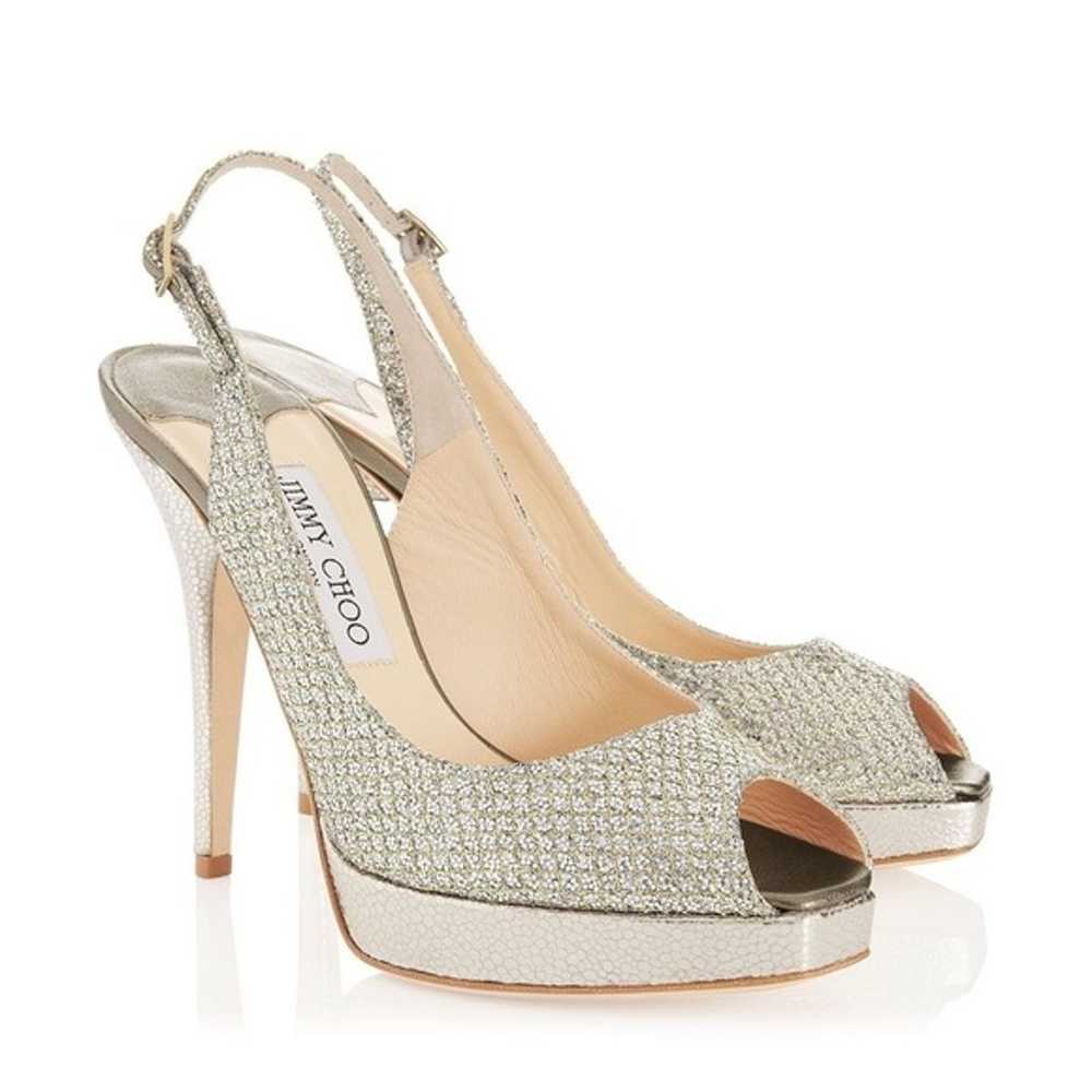 Jimmy Choo Clue Champagne Sparkle Slingback Platf… - image 9