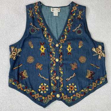 Carrie Allen Embroidered Western Vest Women's L B… - image 1